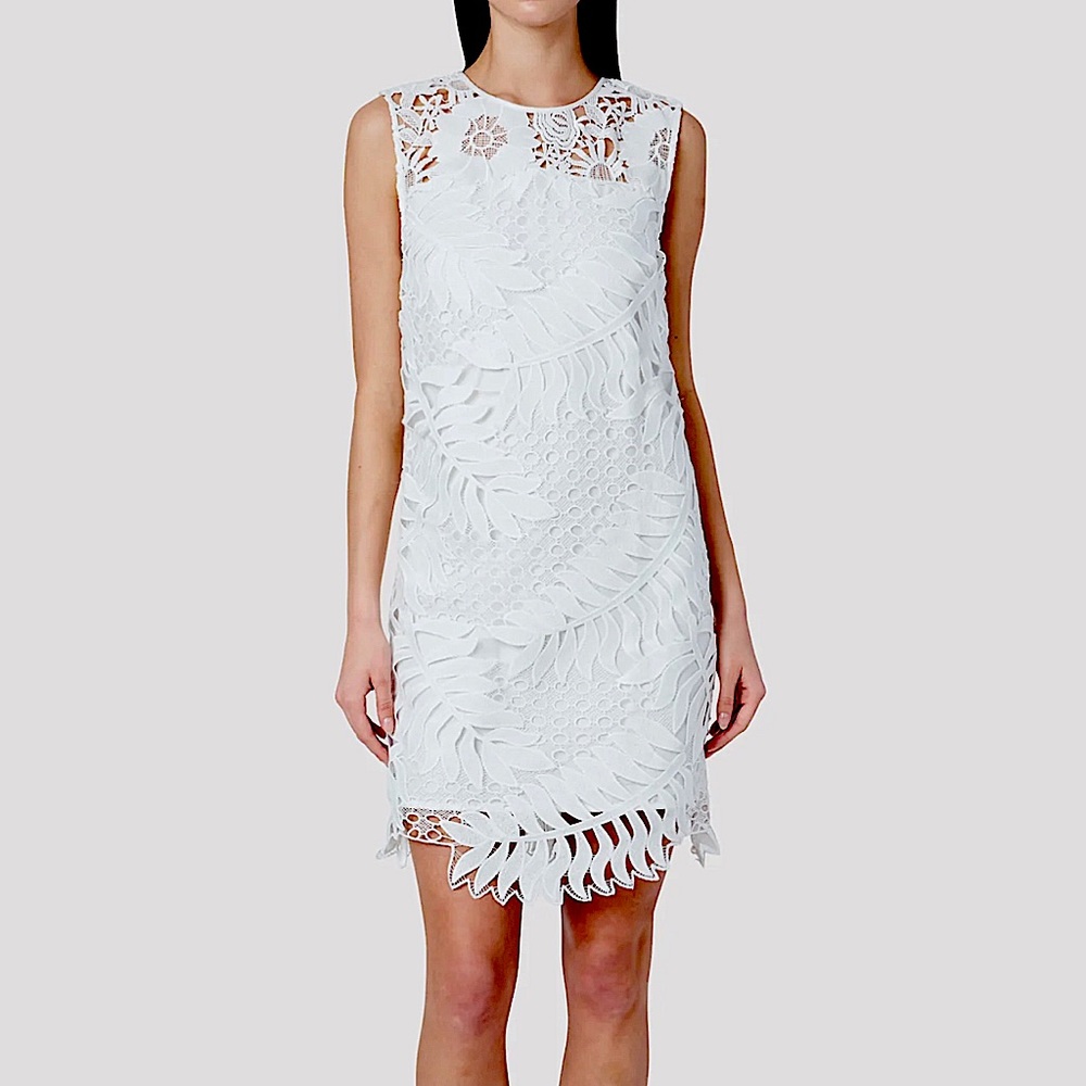 MILLY // NWT // Eliza Tropical Palm Lace Dress - White / 8